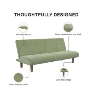 Huyaster 66.5" Armless Futon Sofa Bed，Corduroy (Sage Green)