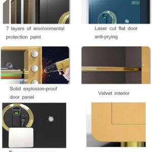 Digital Safe Box Safety Electronic Security Steel Money Cash Home Office Safes with Installing Bolts Wall Floor Mounted (Color : Gold)