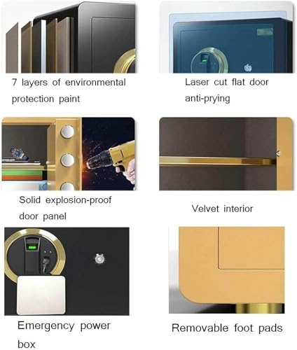 Digital Safe Box Safety Electronic Security Steel Money Cash Home Office Safes with Installing Bolts Wall Floor Mounted (Color : Gold)