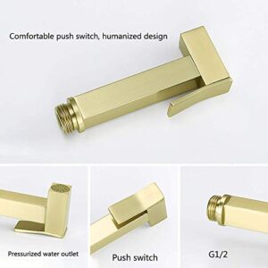 ifgswopq Brushed Gold Handheld Bidet Sprayer for Toilet, Portable Cloth Diaper Sprayer Kit Brass Bidet Sprayer Set Wall Mount Toilet Bidet Sprayer Kit with 1.5M Shower Hose, for Personal Hy