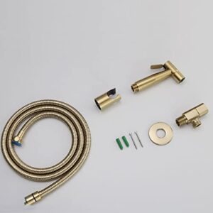 ifgswopq Hand Held Toilet Bidet Sprayer Brushed Gold Stainless Steel Douche Kit Faucet Washer Cleaning(Color:D) (D)