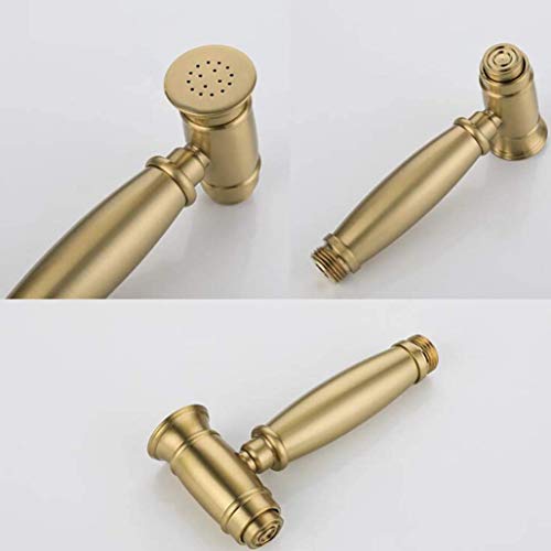 ifgswopq Tub Taps, Brass Hot and Cold Water Bidet Bathroom Hand Shower Bidet Toilet Sprayer Hygienic Shower Wall Mounted Bidet Tap Set with Booster Nozzle,Brushed Gold(A) ()