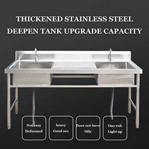 Floor-Standing Commercial Stainless Steel Sink Portable Kitchen Sink Outdoor Camping with Stand Stainless Utility Sink Suitable for Restaurants Kitchens and Families (1005080cm)