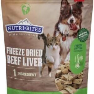 Nutri-Bite Freeze Dried Beef Liver Treats for Dogs & Cats - High-Protein, Grain Free, Easy to Digest - Proudly Made in Canada - 500g / 17.6oz