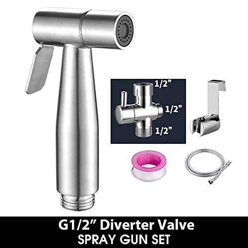 ifgswopq Handheld Toilet Bidet Sprayer Set Anal Vagina Flushing Hygienic Shower Spray Gun Stainless Steel Hand Faucet (Size : Bidet Sprayer Set 1) (One Color Bidet Sprayer Set 1)