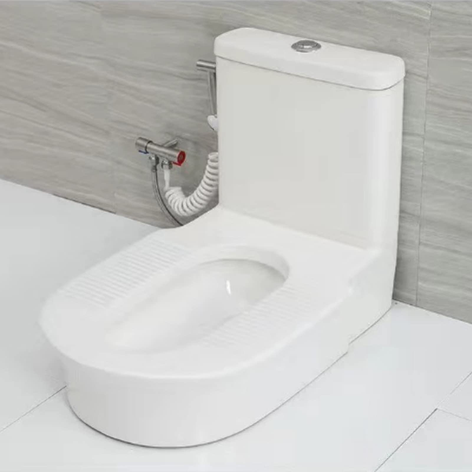 Ceramic Toilet, Squatting Dual-use One-piece Dual-use Double Flush Toilet With Stainless Steel Bidet Attachment for Toilet Seat Bidet (300mm) ()