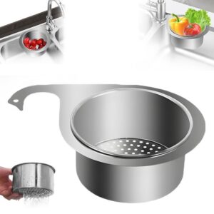 stainless steel sink drain strainer basket, 2024 upgraded multifunction hanging sink strainer colander drain basket, kitchen sink food waste filter and vegetables fruits clean(s,1pcs)