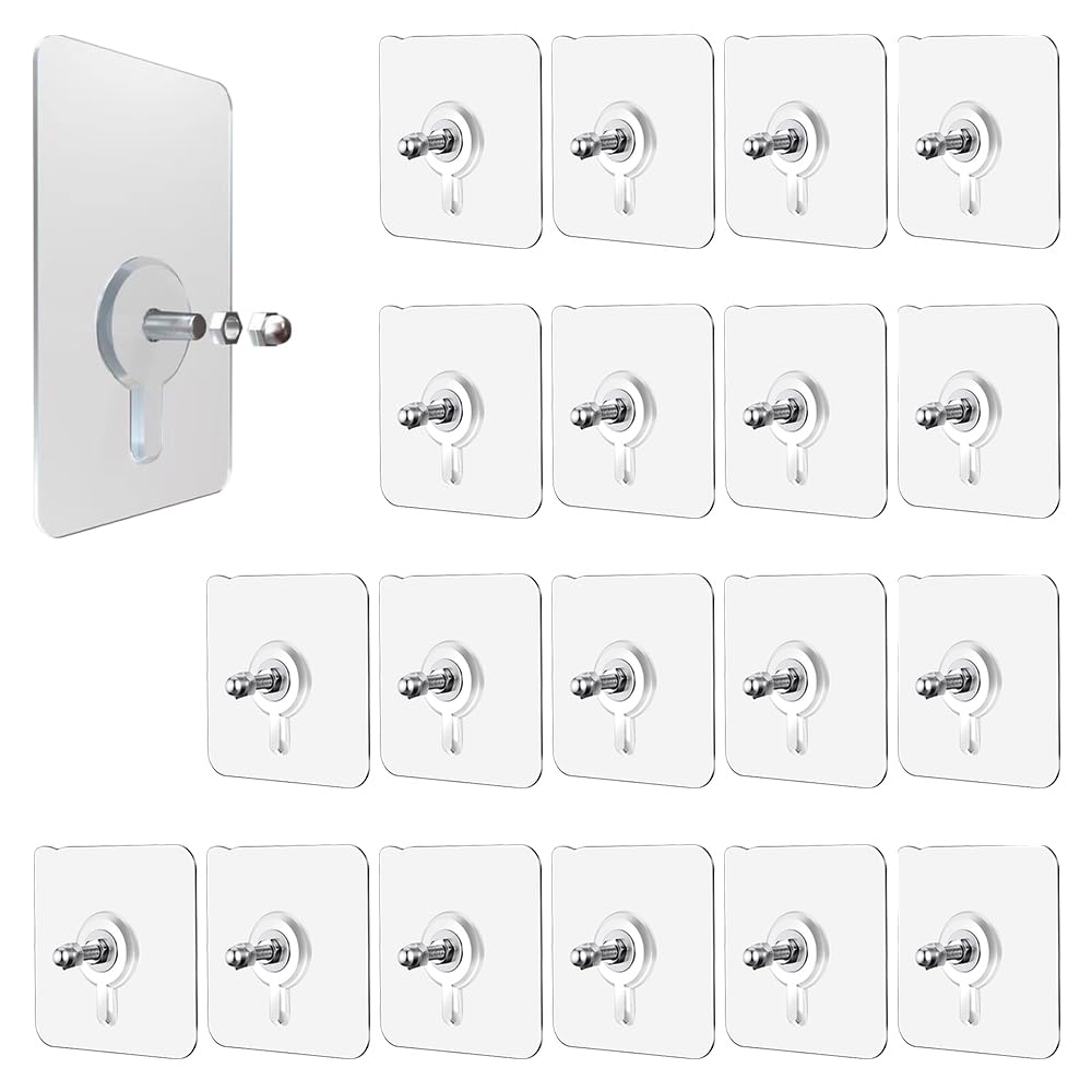 Drill Free Adhesive Hooks, 2024 New Adhesive Wall Mount Screw Hooks, Hang On Wall Hangers Without Nails, Command Hooks for Hanging Pictures for Home Office School