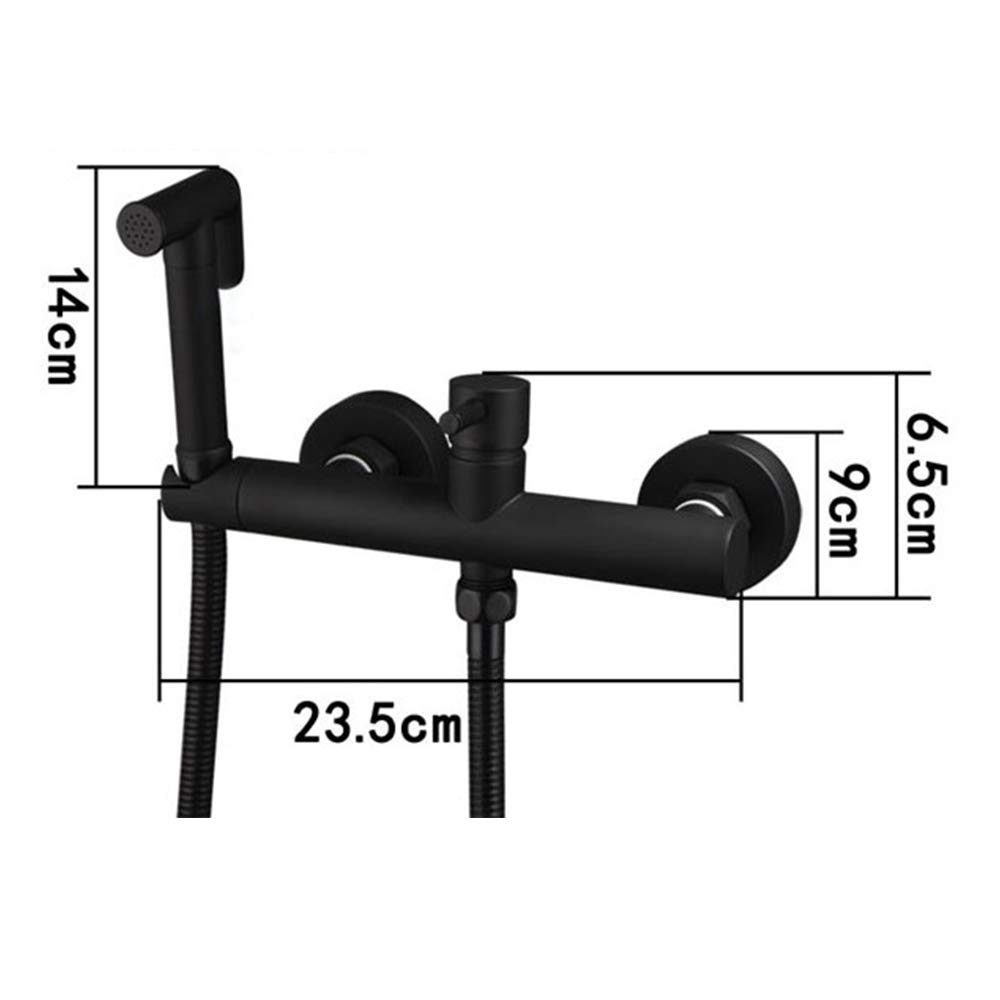 Black Bidet Sprayer Faucet Set with Cold and Hot Water Brass Handheld Toilet Bidet Attachment Pressure Sprayer Wall Mount/Style B (Style B) (Style B)