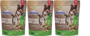 (pack of 3) nutri-bite freeze dried beef liver treats for dogs & cats - high-protein, grain free, easy to digest - proudly made in canada - 500g / 17.6oz