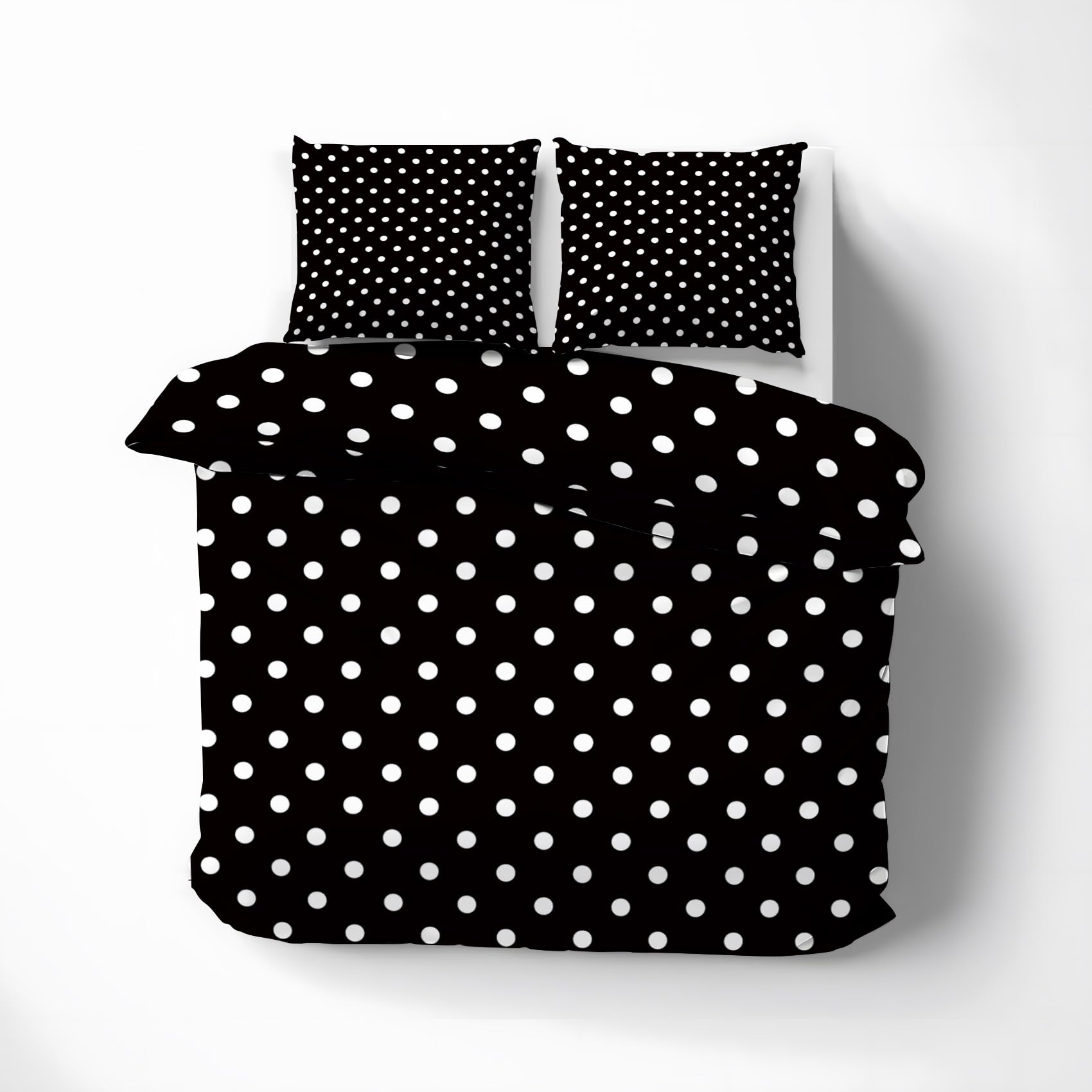 Quzepzarl Polka Dot Duvet Cover Set Queen Size, Black White Circle Bedding Set 3 Pieces with Zipper Closure, Geometric Comforter Cover Soft Microfiber 1 Duvet Cover 90" x 90" and 2 Pillow Shams