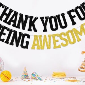 KEWUFD Thank You for Being Awesome Banner Black Glitter We Will Miss You Banner Thank You For Being Awesome Banner For Graduation/Farewell/Going Away Party Decoration Supplies For Men/Women