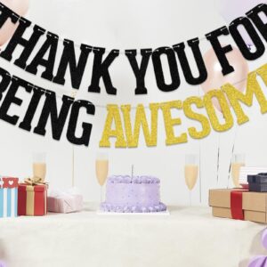 KEWUFD Thank You for Being Awesome Banner Black Glitter We Will Miss You Banner Thank You For Being Awesome Banner For Graduation/Farewell/Going Away Party Decoration Supplies For Men/Women