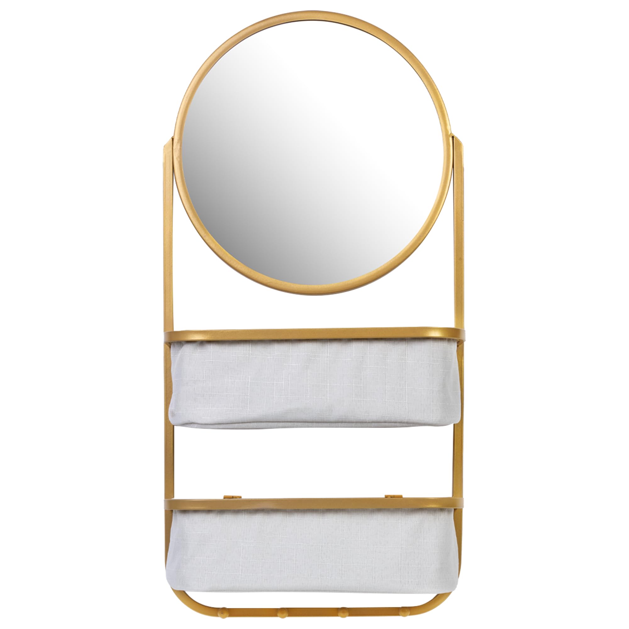 South Street Loft Iron Storage Rack with Mirror (Gold)