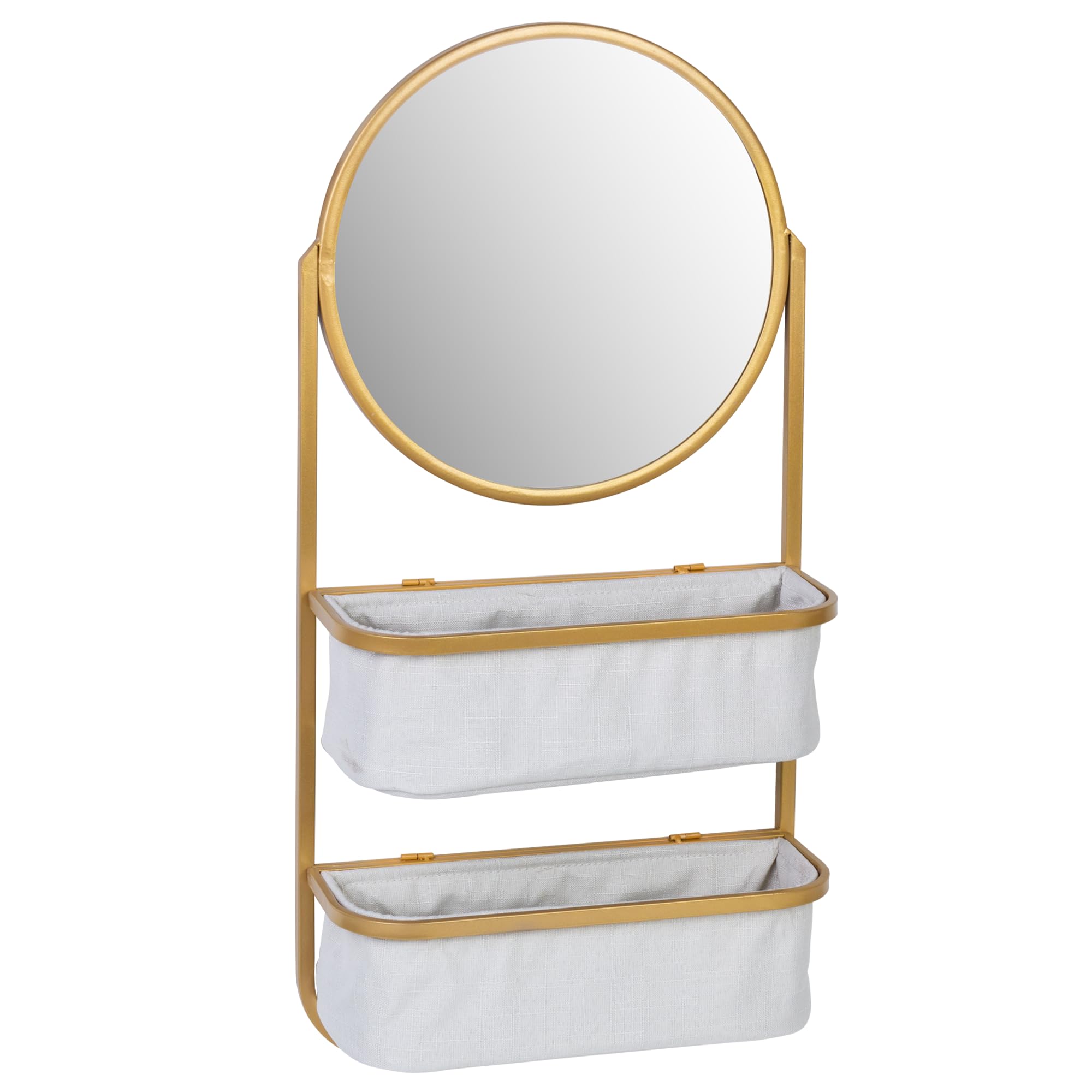 South Street Loft Iron Storage Rack with Mirror (Gold)