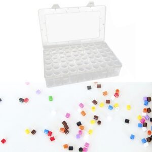 SM SunniMix Bead Organizer Mini Storage Cases Dustproof Portable Transparent Diamond Craft Storage Box for Nail Art Jewelry Small Items, 60 Round Bottles