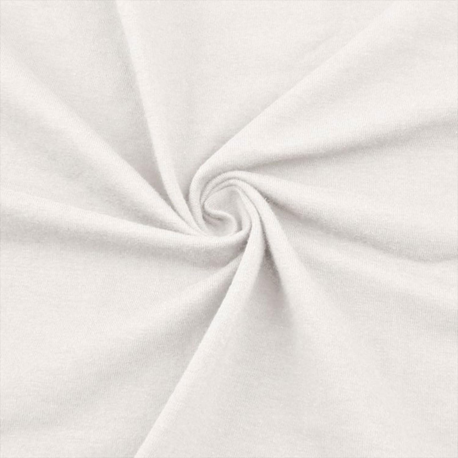 Stylish FABRIC Solid Color Cotton Lycra Combed 7oz Spandex Stretch Jersey Knit Fabric, Off White 1 Yard