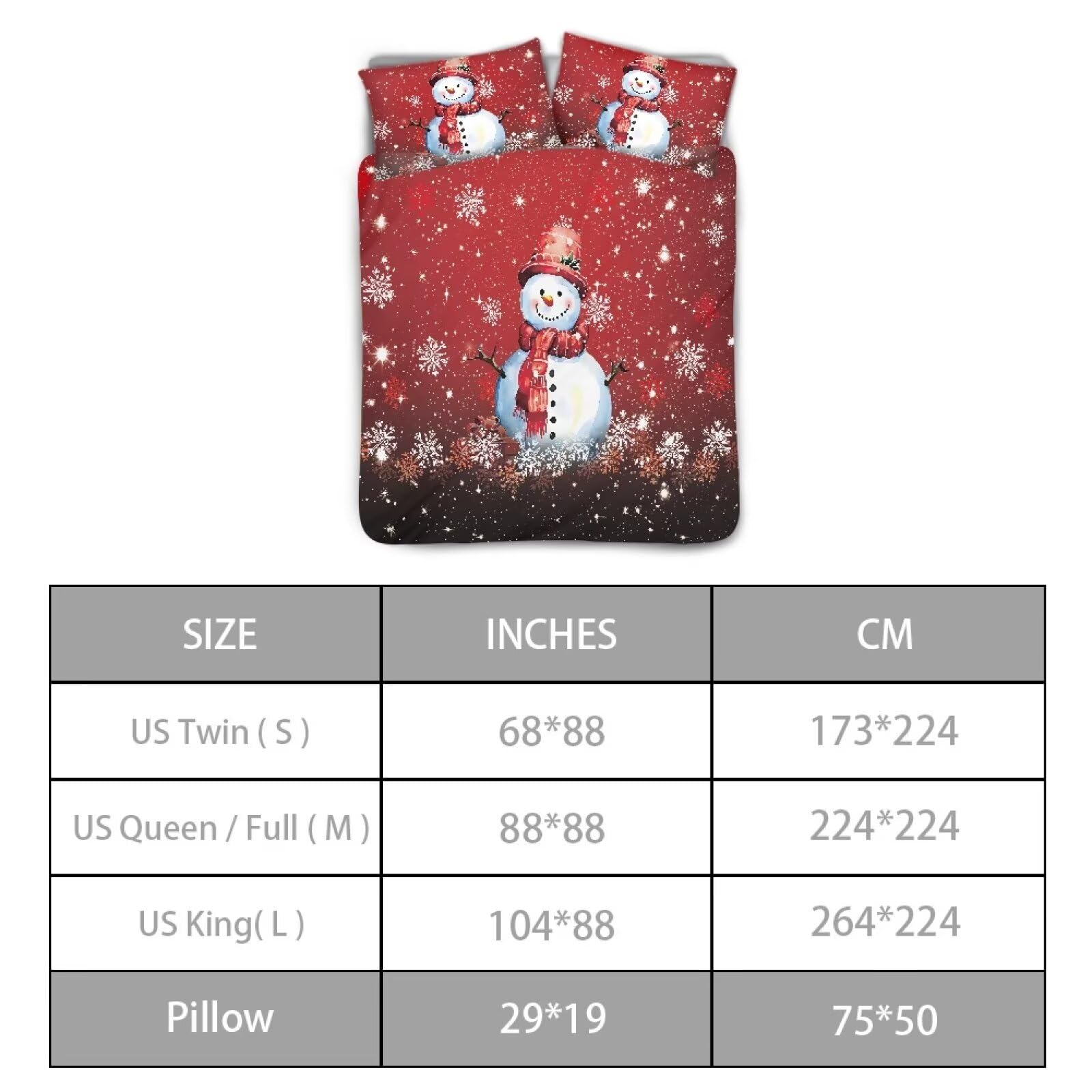 WHOSGNIHT Christmas Bedding Sets Snowman Duvet Cover Bedding Sets 3 Pcs Ultra Soft Modern Comforter Cover Quilt Cover Set with Zipper Closure Washed Micerofiber King Size