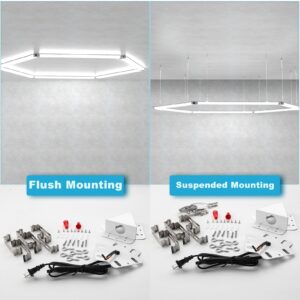 Lightdot 4FT 3.5IN Linkable LED Shop Light, 300W (6 * 50W) 42000LM 5000K Flushmount and Hanging (Three Directions Connect&Linear Install) LED Shop Lights for Car Wash Room Car Repair Shop-6Pack