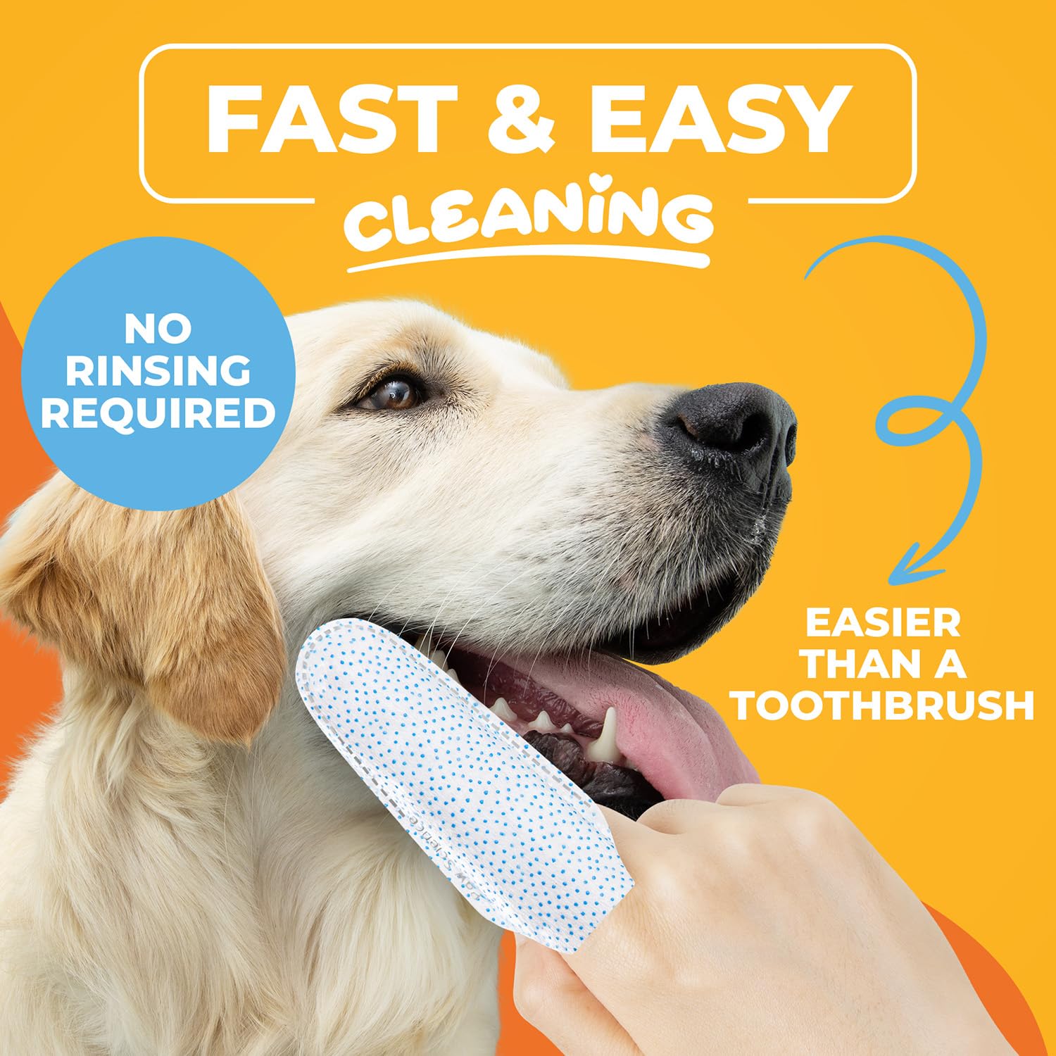 Paw Science Dog Teeth Cleaning Wipes - Pet Dental Finger Wipes for Dogs - Toothbrush and Tooth Brushing Kit - Freshen Breath, Cleaner Mouth