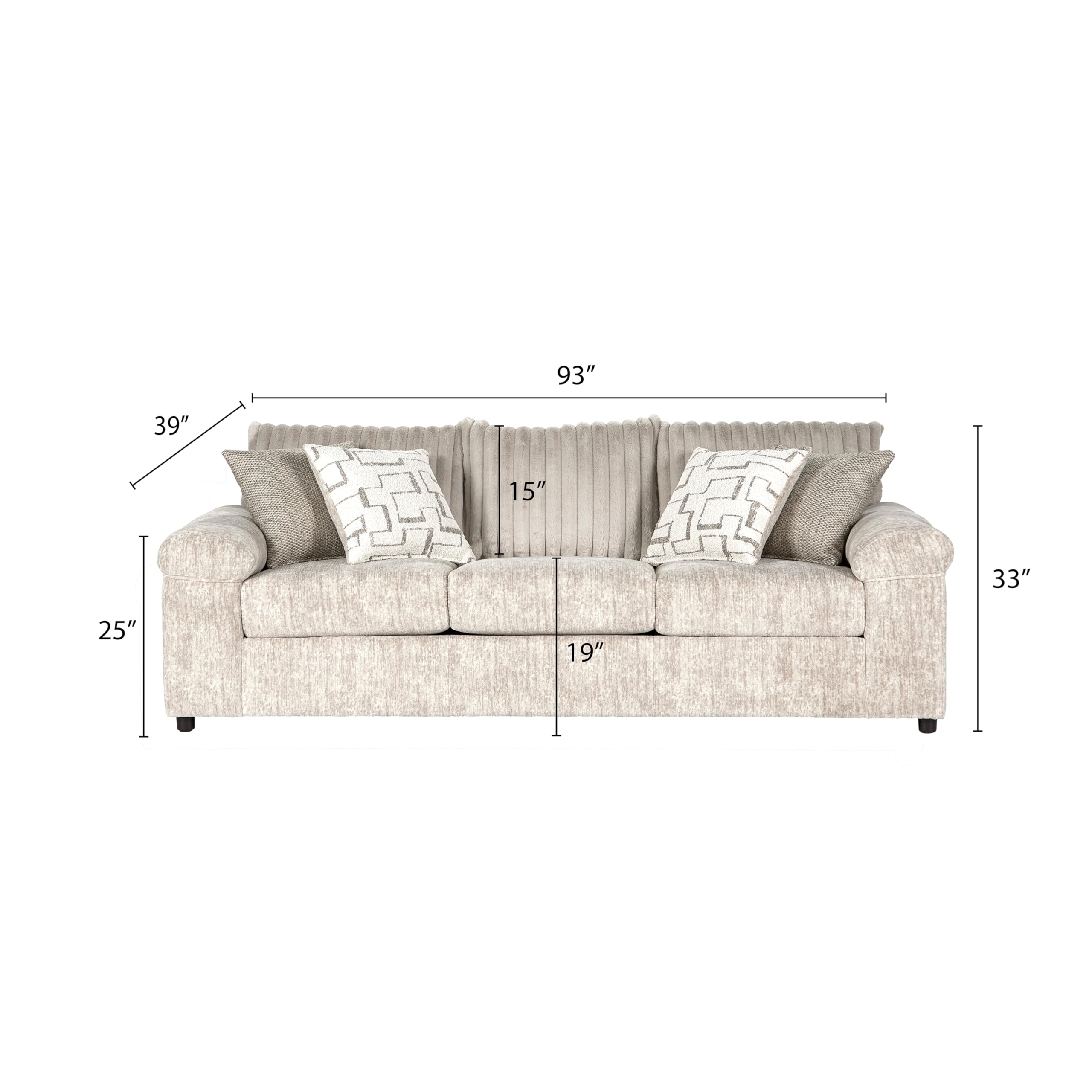 Roundhill Furniture Nason Wide Wale Corduroy Sofa, Parchment