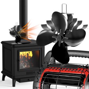 zhengxoo wood stove fan, 4-blades heat powered stove fan,silent operation fireplace fan for gas/pellet/wood burning stove