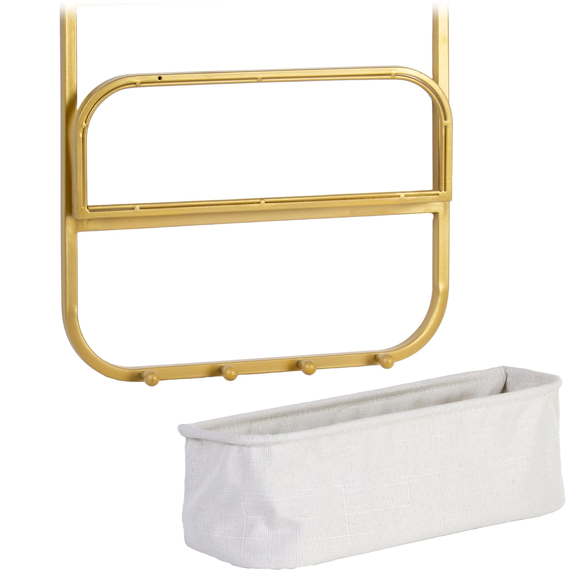 South Street Loft Iron Storage Rack with Mirror (Gold)