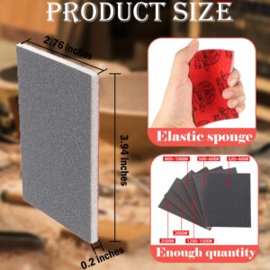 18 Pcs 320-2500 Grit Sanding Sponge, Ultra Fine Sanding Sponges Pads, Sand Block Soft Foam Wet Dry Sandpaper for Model Drywall Metal Wood Polishing