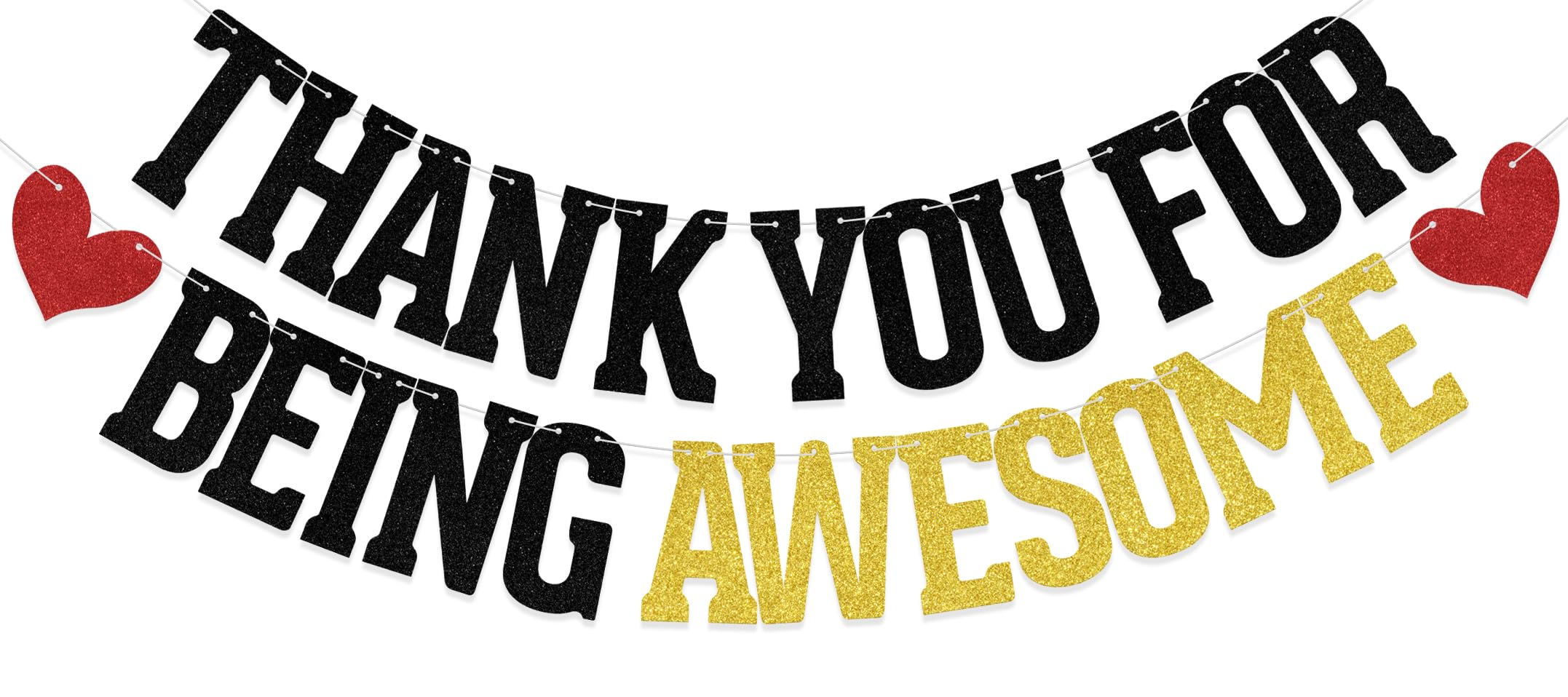 KEWUFD Thank You for Being Awesome Banner Black Glitter We Will Miss You Banner Thank You For Being Awesome Banner For Graduation/Farewell/Going Away Party Decoration Supplies For Men/Women