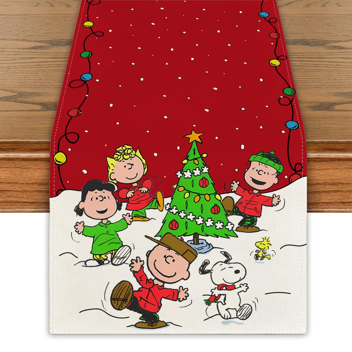 Christmas Table Runner Christmas Table Cover White Dog New Year Winter Xmas Decor Red Christmas Decorations for Home Party