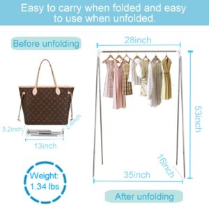 Ligtchser Portable Travel Garment Rack,Folding Clothes Rack for Dance,Travel,Camping, Drying,RV, Indoor,Outdoor.A Collapsible Clothing Rack.