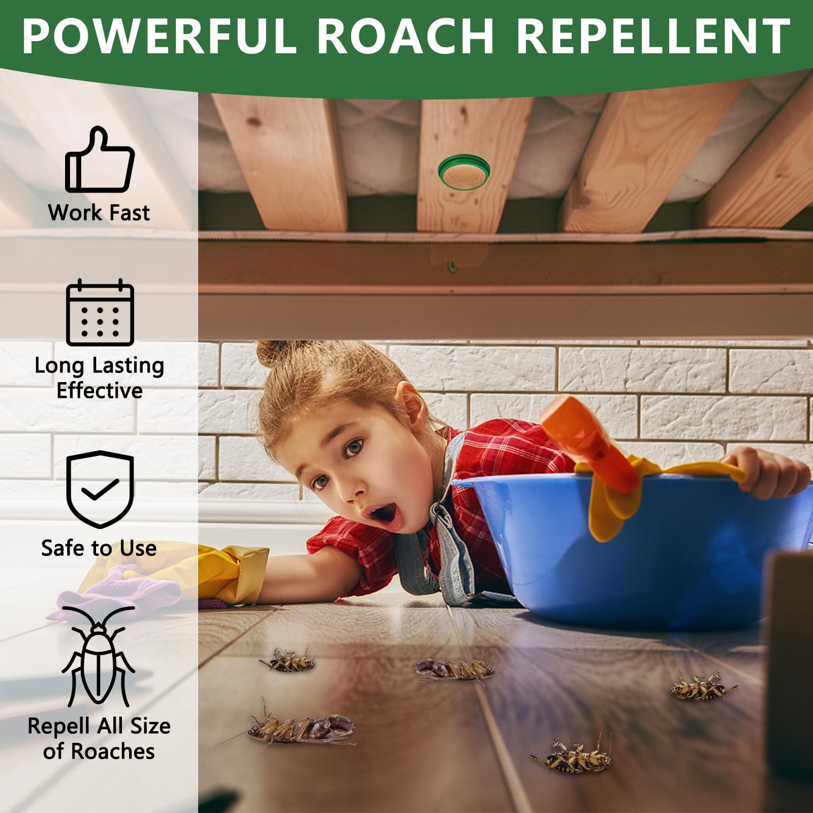 LUOJIBIE Roach Killer Indoor Infestation, Roach Bait, Roach Traps Indoor/Outdoor, Cockroach Repellent, Roach Killer, Quick Catch Roach Control-12PCS