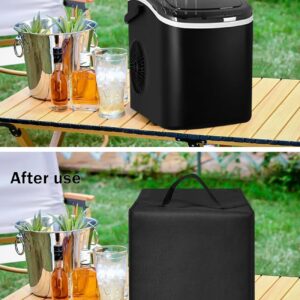 Countertop Ice Maker Cover Heavy Duty Nylon Material Waterproof Dust Cover Case Compatible With Electactic Countertop Self-Cleaning Ice Maker Machine ICE91122 Black 13.8"Dx11"Wx11"H