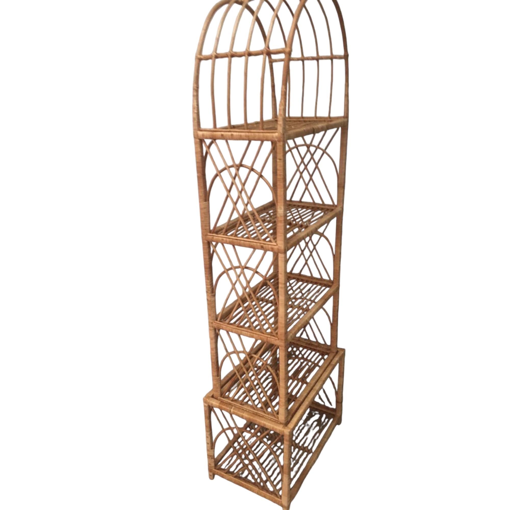 Wicker Shelf Rattan 5-Shelves Bookcase Bookshelf, 67 inches Tall, for Living Room