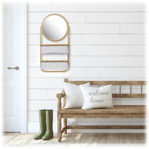 South Street Loft Iron Storage Rack with Mirror (Gold)