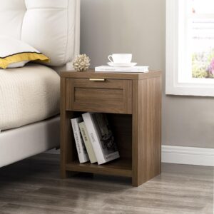 OAKHAM HOME Night Stand Set 2, Boho End Table with Drawer and Storage Shelf Accent Table, Minimalist Sofa Bed Side Accent Table with Drawer for Bedroom Living Room