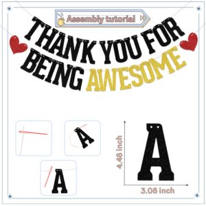 KEWUFD Thank You for Being Awesome Banner Black Glitter We Will Miss You Banner Thank You For Being Awesome Banner For Graduation/Farewell/Going Away Party Decoration Supplies For Men/Women