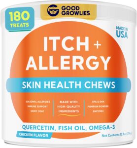 dog allergy relief chews — anti-itch skin & coat supplement: no fillers, just flavor - itchy skin relief treatment w/omega 3 fish oil - itching&paw licking - dry skin&hot spots - made in usa - 180ct