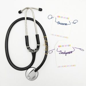 personalized handmade custom stethoscope name id tag colorful copper wire name labels, charm customize any letters and text,an excellent gift for doctors, nurses and nurse practitioners (optional)