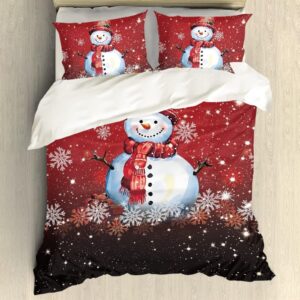 whosgniht christmas bedding sets snowman duvet cover bedding sets 3 pcs ultra soft modern comforter cover quilt cover set with zipper closure washed micerofiber king size