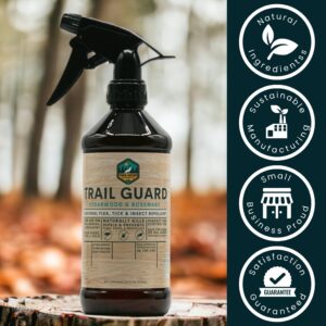 Trail Guard Natural Extra Stregth Insect, Flea and Tick Spray for Dogs, Cats, People & Home - 4oz Plant-Based Insect & Tick Repellent for Dogs - Kid Safe - DEET Free - Flea and Tick Prevention