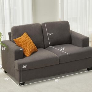 VanAcc Sofa, Loveseat Couch with Extra Deep Seats, Modern Sofa Couch- Comfy Sofa Couch for Living Room Apartment Lounge, Grey Bouclé