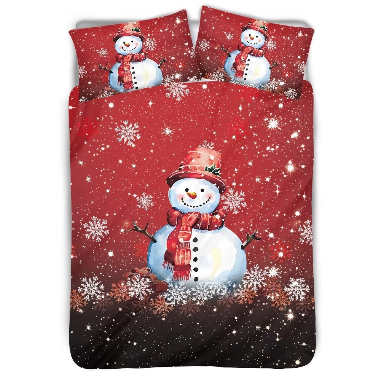 WHOSGNIHT Christmas Bedding Sets Snowman Duvet Cover Bedding Sets 3 Pcs Ultra Soft Modern Comforter Cover Quilt Cover Set with Zipper Closure Washed Micerofiber King Size