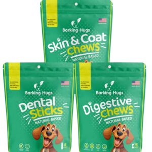 barking hugs skin & coat chews and digestive chews and dental sticks