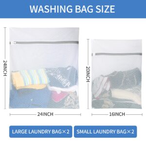 4Pcs Honeycomb Mesh Laundry Bags,Laundry Bags Mesh Wash Bags,Laundry Bag,Large size(16 * 20 inch*2 + 24 * 24 inch*2)