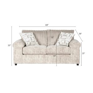 Roundhill Furniture Nason Wide Wale Corduroy Loveseat, Parchment