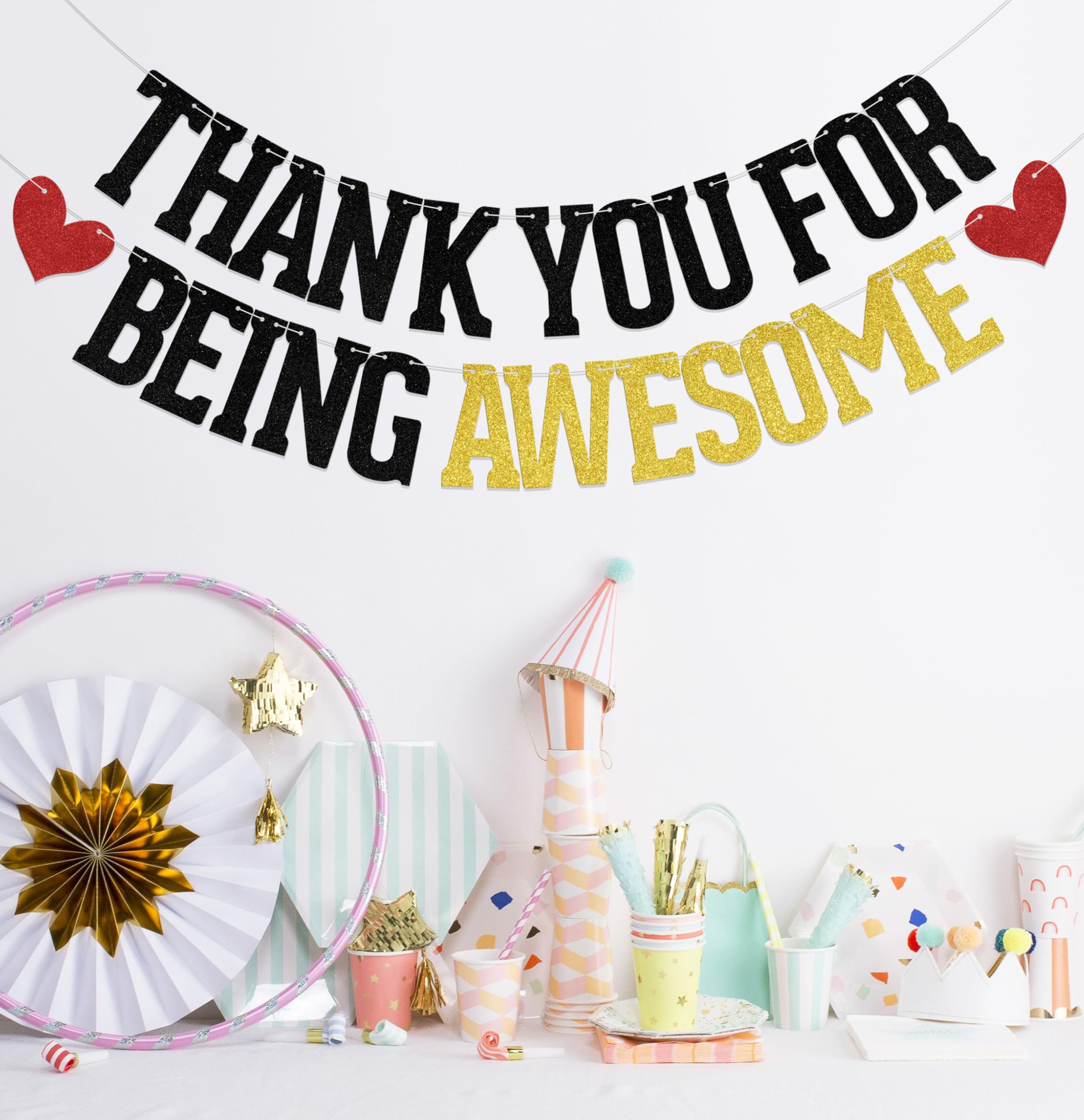 KEWUFD Thank You for Being Awesome Banner Black Glitter We Will Miss You Banner Thank You For Being Awesome Banner For Graduation/Farewell/Going Away Party Decoration Supplies For Men/Women