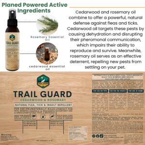 Trail Guard Natural Extra Stregth Insect, Flea and Tick Spray for Dogs, Cats, People & Home - 4oz Plant-Based Insect & Tick Repellent for Dogs - Kid Safe - DEET Free - Flea and Tick Prevention