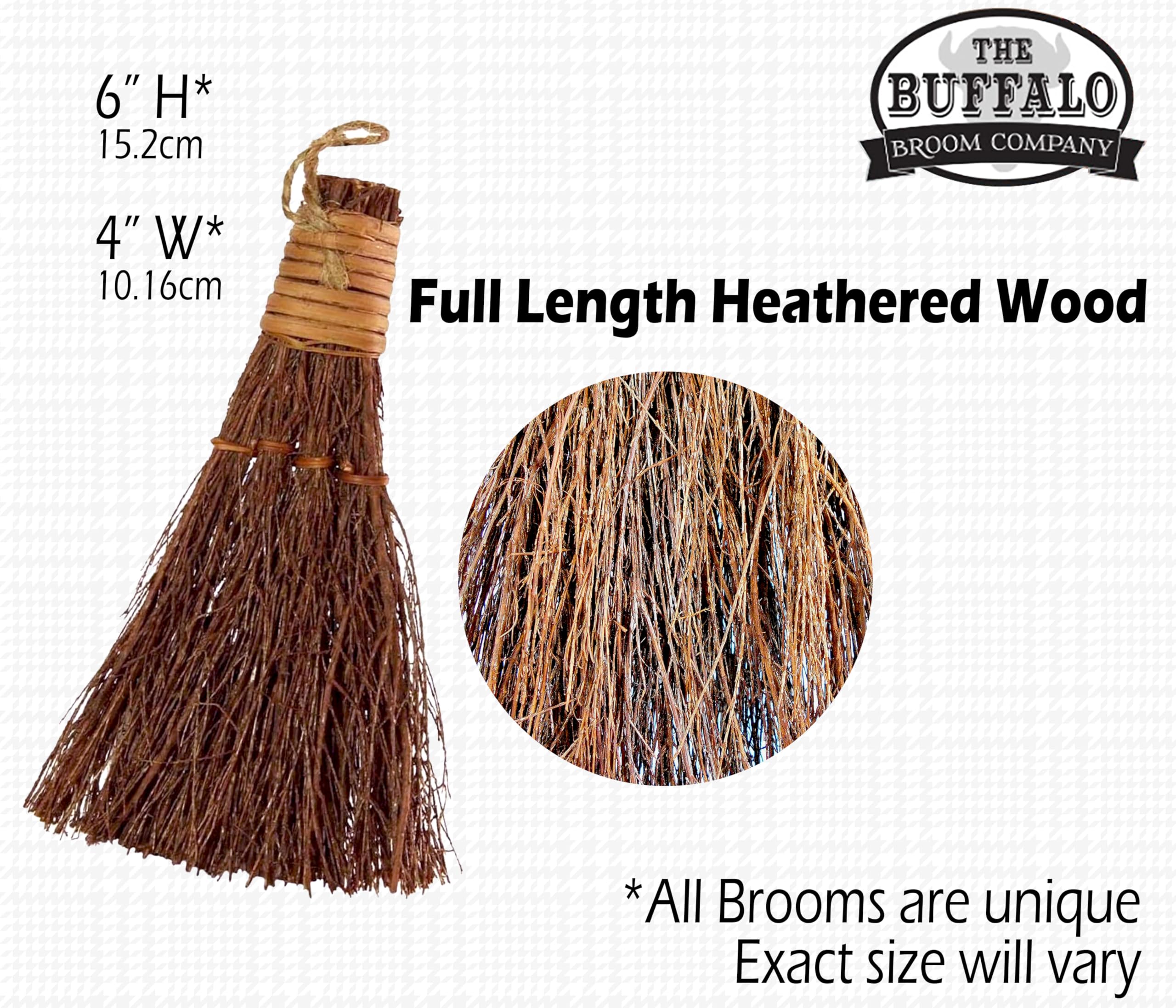 Highly Scented Cinnamon Broom - 6 inch Heather Broom Stick with Rope Loop for Easy Hanging - Traditional and Rustic Kitchen Decor, Witchy Home Decor for Halloween and Holiday Decorations