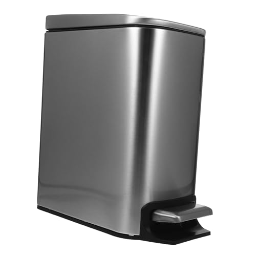 FELTECHELECTR Small Bathroom Trash Can Abs Foot Pedal Trash Can Garbage Can with Lid Stainless Steel Small Bathroom Trash Can with Lid